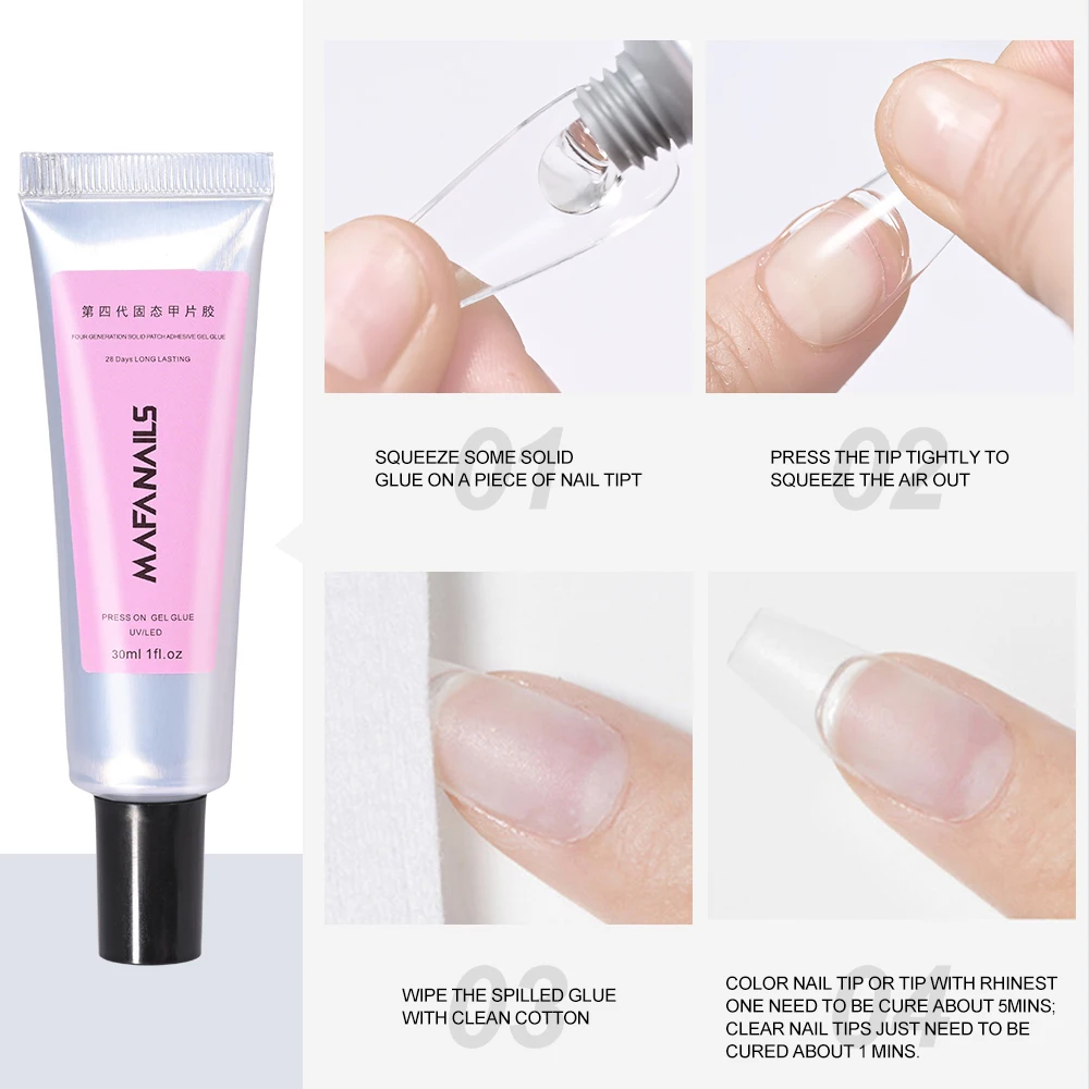 30g sólido fuerte puntas de uñas Gel 1 * tarro puntas postizas extender y joyería de diamantes de imitación adhesivo Gel de uñas claro sólido puntas de uñas postizas pegamento UV