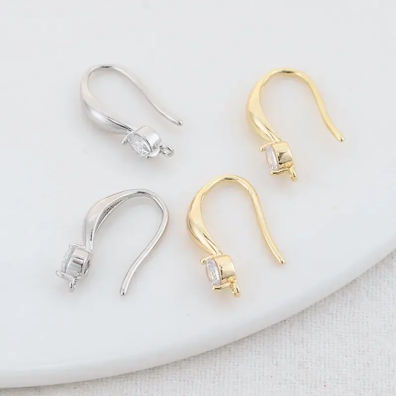 10*18MM 14K Gold Plated and Zircon Stud Earring Making Supplies Earring Hook  For Jewellery Accessories
