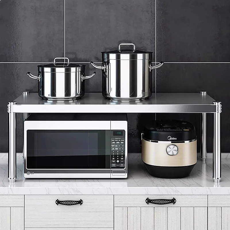 304 Stainless Steel Thickened Kitchen Shelf Microwave Oven Storage Rack Multifunctional Seasoning Organizer