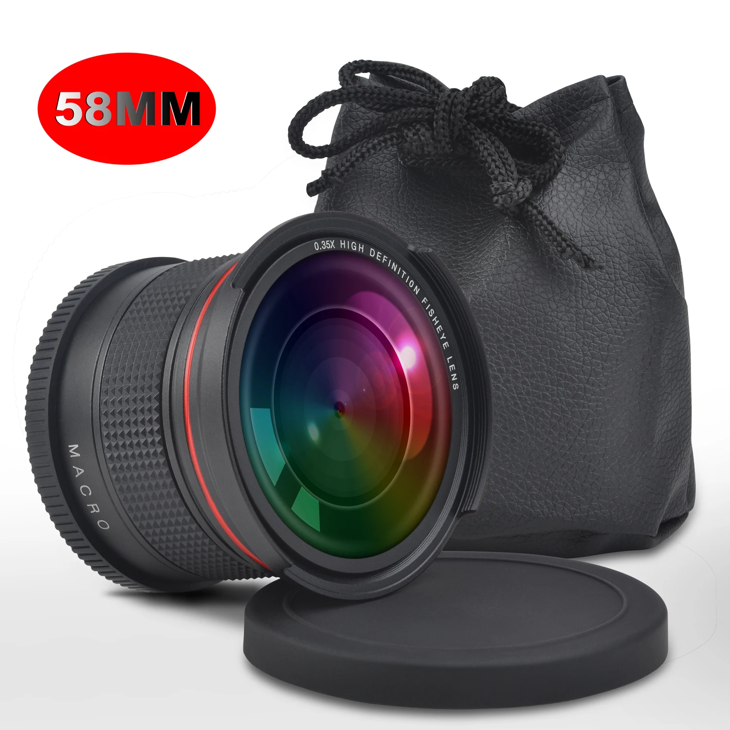 

58MM 0.35X Professional Fisheye Wide Angle Lens Macro Lens for Canon EOS Rebel 70D 77D 80D 90D T8i T7 T7i T6i T6s T6 T5i T5 T4i