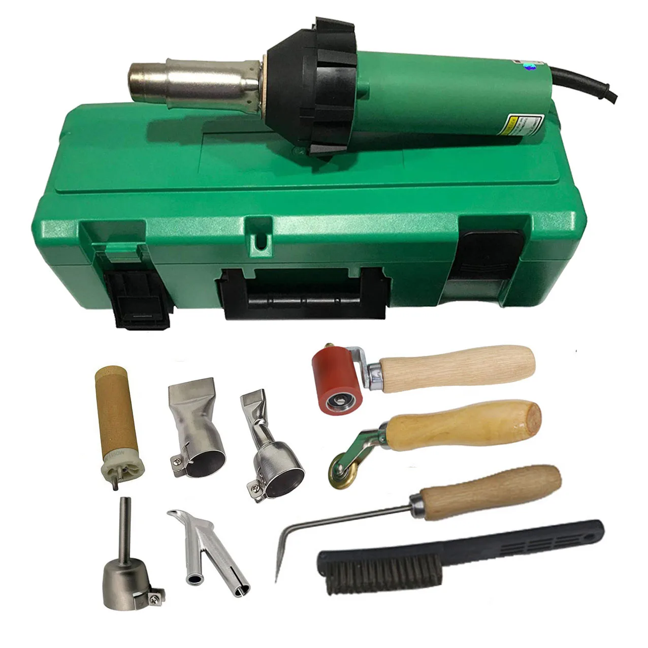 

Professional 1600W Heat Gun Hot Air Blast Torch Kit With 4pcs Welding Nozzles PVC/TPO Plastic Welder Tool Set in Plastic Box