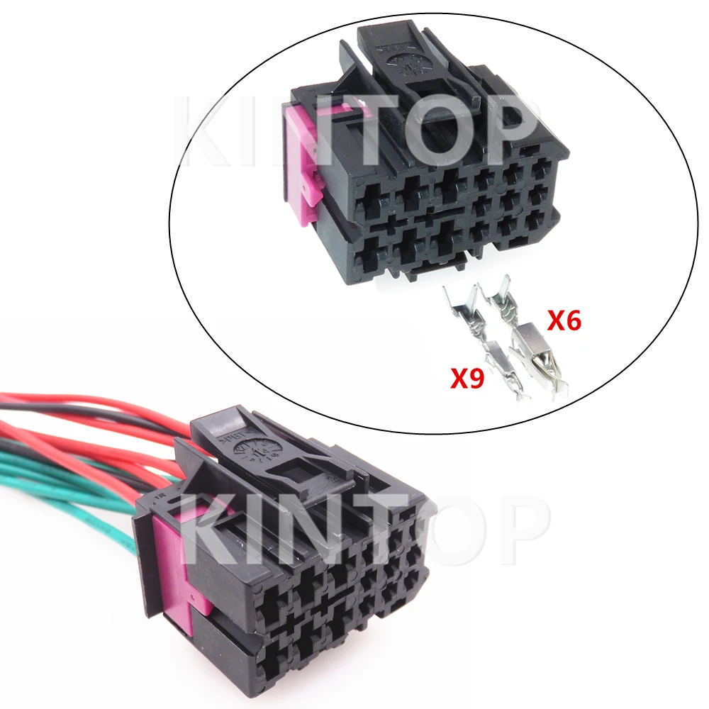 1 Set 15 Pins AC Assembly Car Electrical Socket With Terminal 1J0962615 Auto Cable Harness Unsealed Composite Plug With Wires