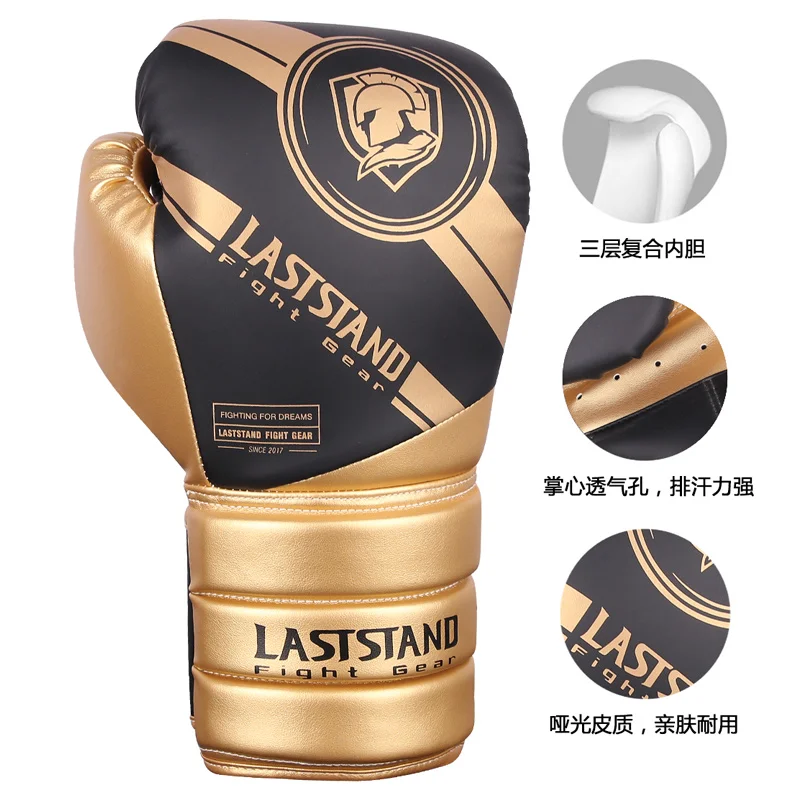 8 10 12 14oz Men Women  MMA Black Gold Boxing Gloves Muay Thai Kickboxing Fierce Fighting Gloves Sanda Pads Box Gloves Boxe MMA