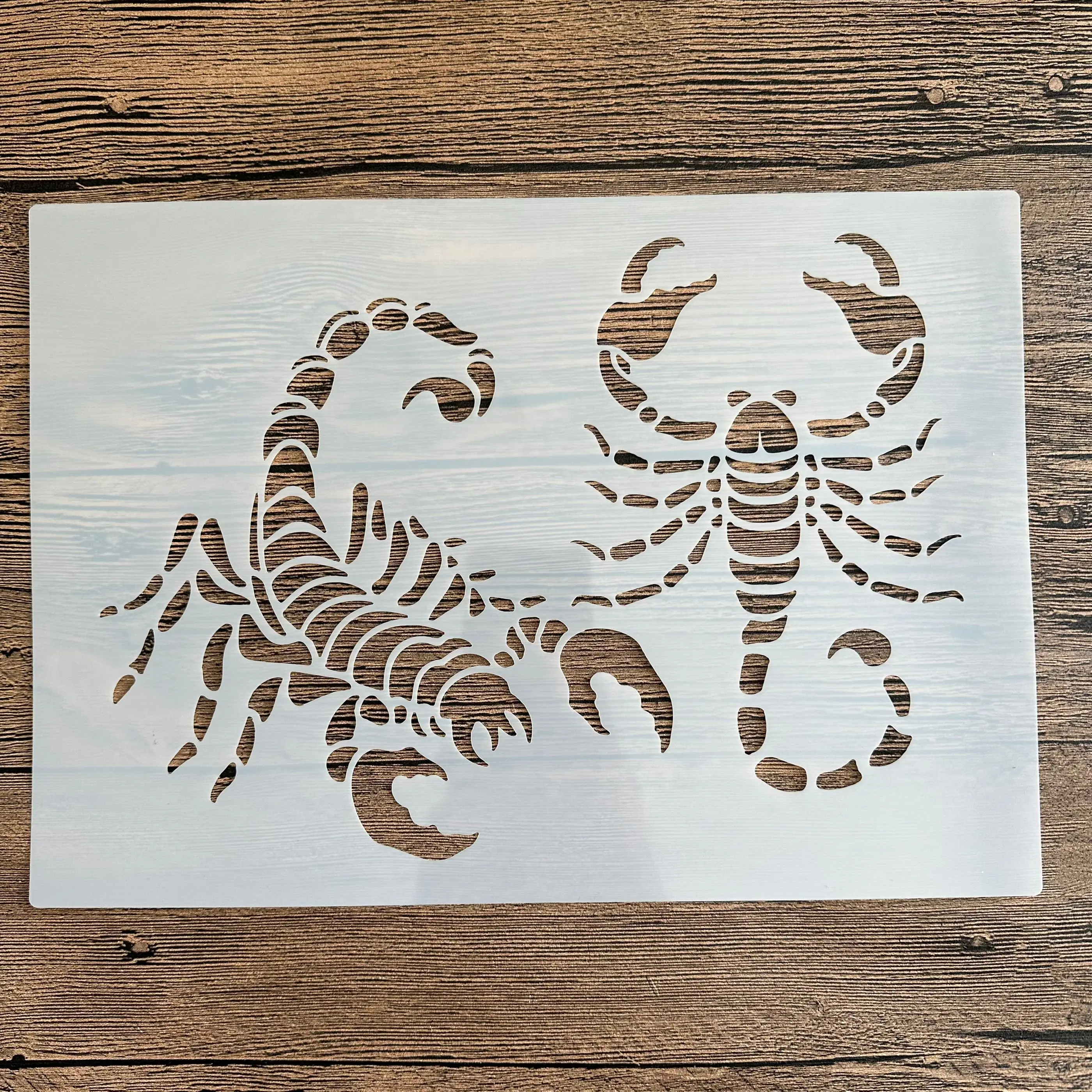 A4 29 * 21 cm Tier Skorpion DIY Schablonen Wandmalerei Sammelalbum Färbung Prägealbum Dekorative Papierkarte Vorlage, Wand
