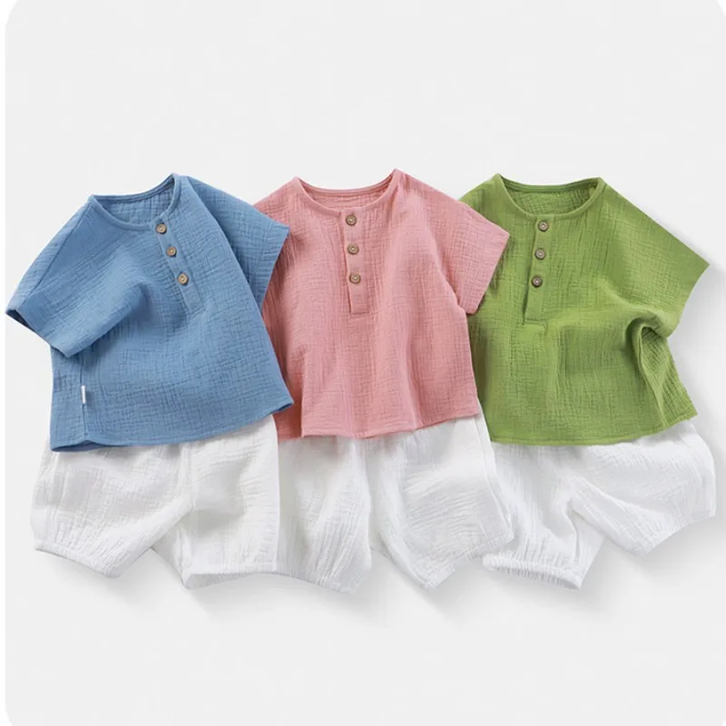

Summer Baby Boy Clothes Outfits Sets Casual Solid T-shirt Top+Shorts Sports Suit for Toddler Infant Boys Clothing Baby Home Wear