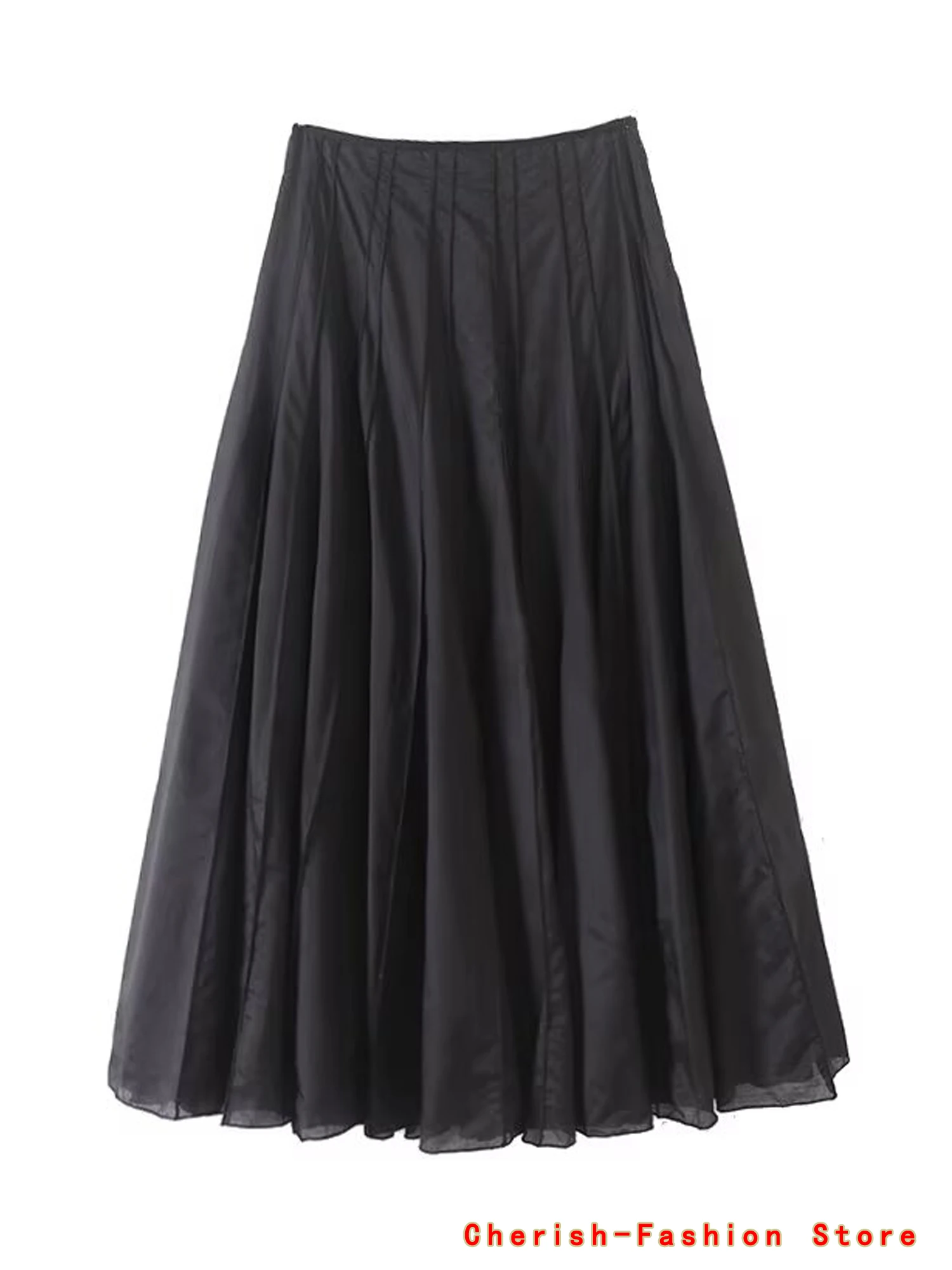 Women 2025 New Chic Fashion Irregular Skirt Drape Midi Skirt Vintage High Waist Back Zipper Female Skirts  Spring Autumn Women's