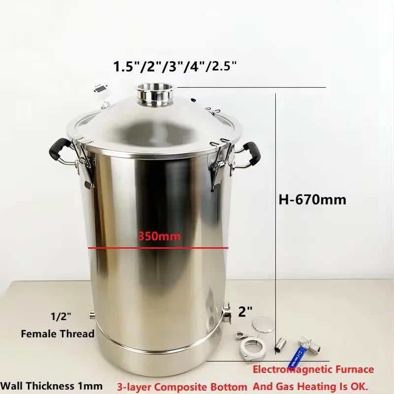 Damıtma Kazanı Damıtma Tankı için Yeni 55L (14.5GAL) Tankı, Homebrew Tankı, Damıtma Tankı Moonshine Paslanmaz Çelik 304