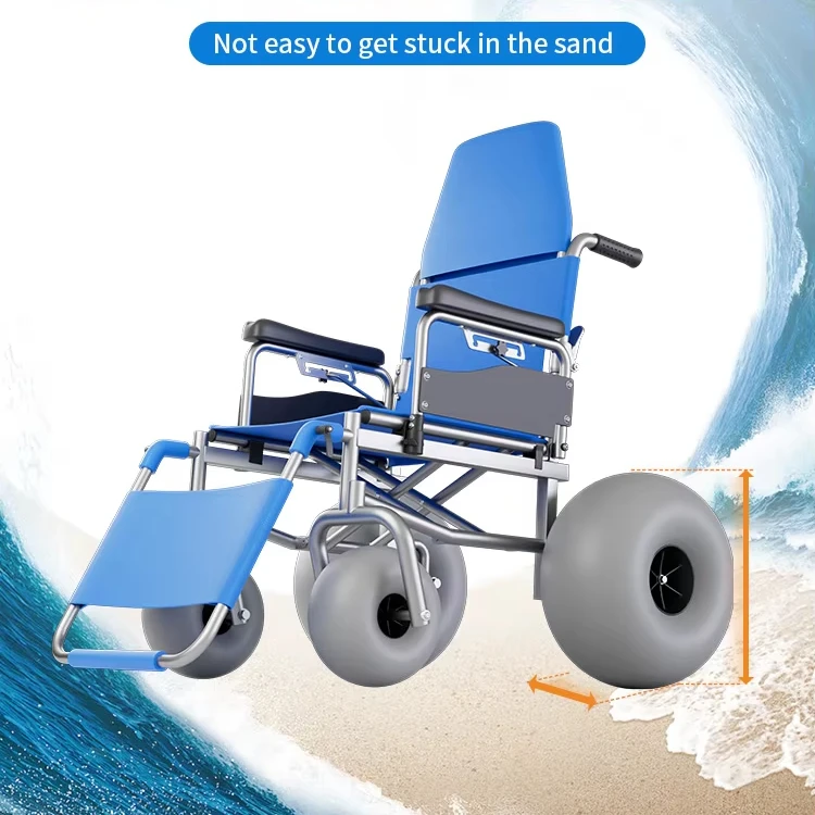 Innovative Steel Beach Balloon Wheel Wheelchair-Multi-Terrain Adaptable Comfortable Safe 100KG Capacity Manual Travel Aid