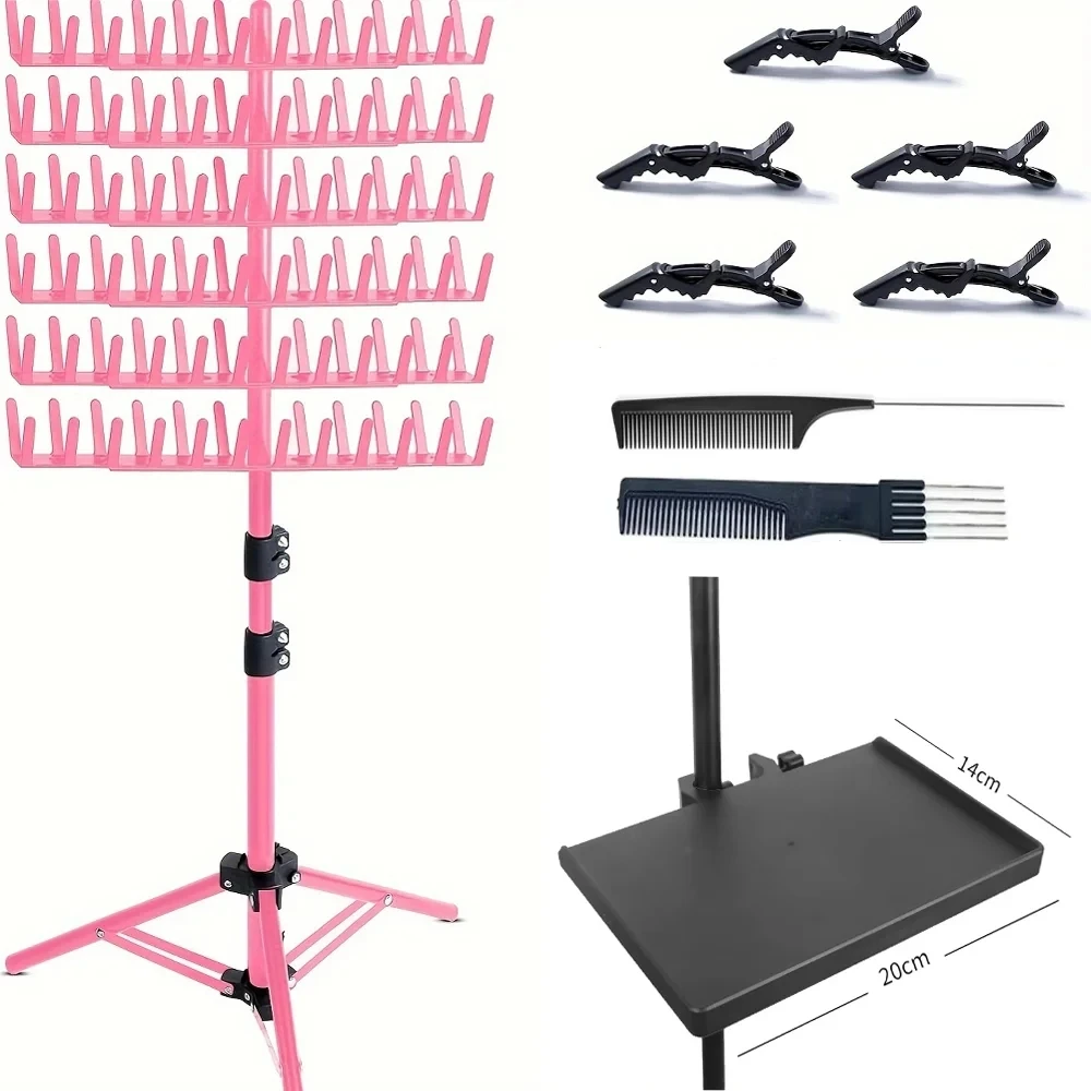 حامل وصينية لتضفير الشعر، رف تجديل بارتفاع قابل للتعديل لمصففي الشعر وحامل وصلات الشعر وأداة التضفير