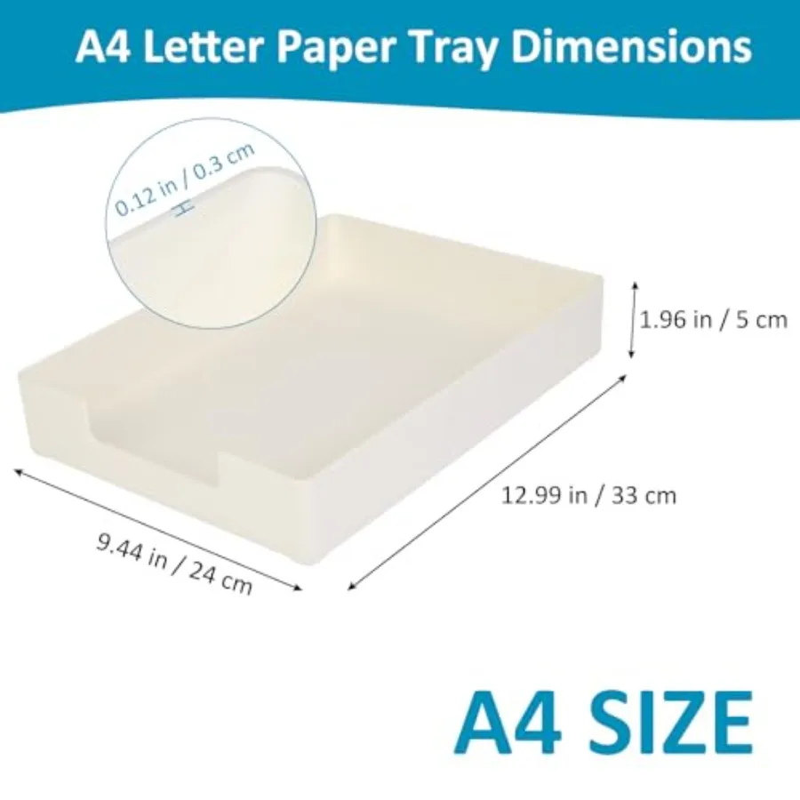 Paper Tray, 1-Pack Letter Tray, Desk Tray Organizer, Plastic A4 Letter-Size Printer Paper Holder, Rectangular Desktop Stackable