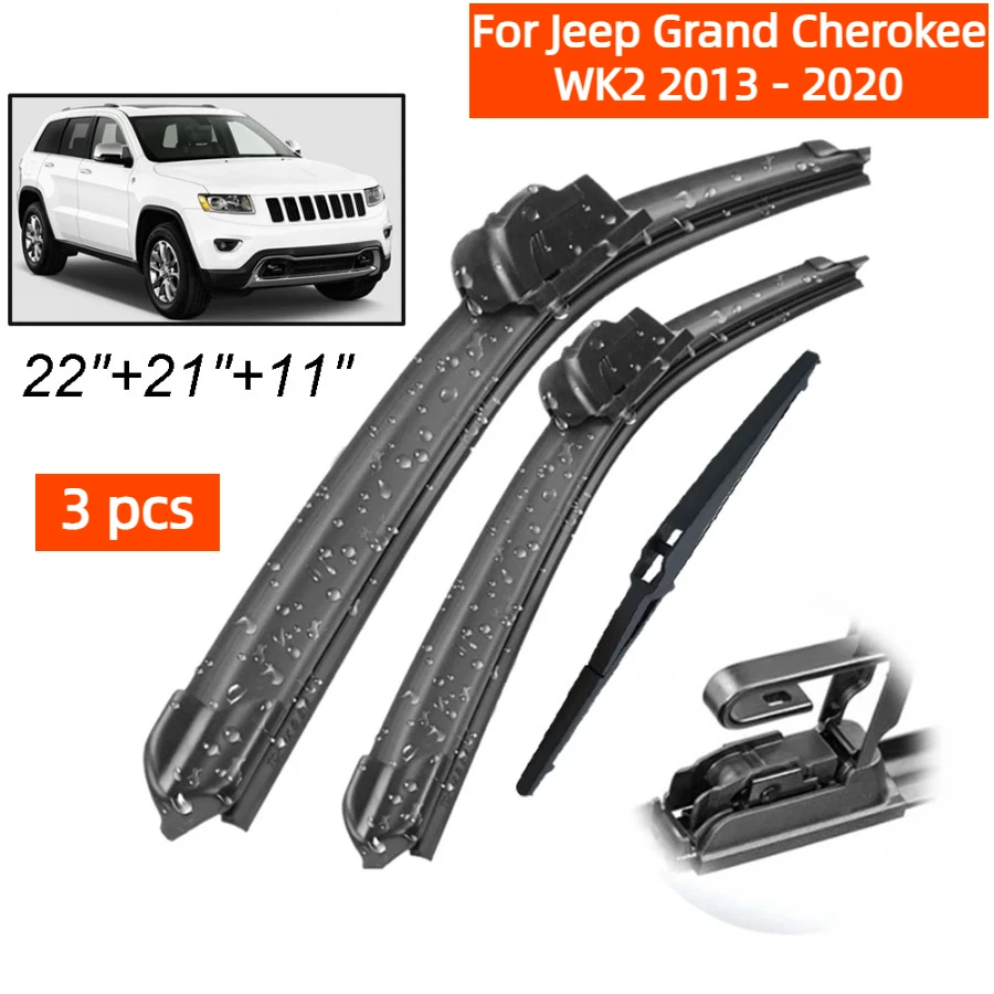 Front & Rear Wiper Blades Set Kit For Jeep Grand Cherokee WK2 2013 - 2020 Windshield Windscreen Window 22