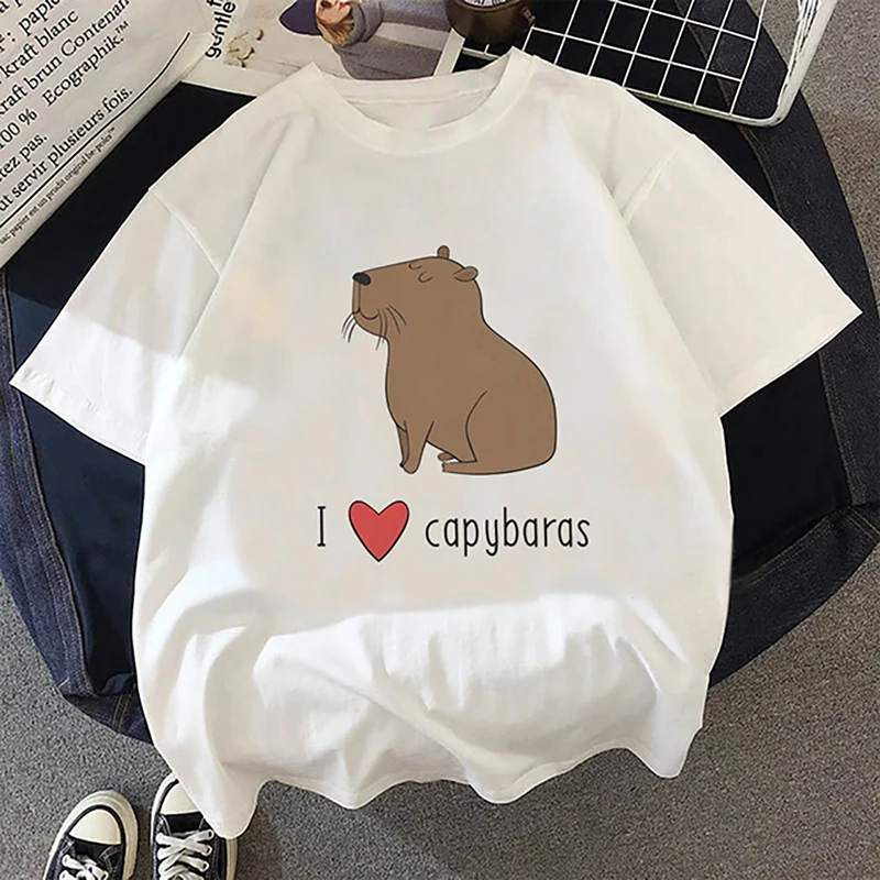 Capybara T-Shirt lustige Capy birthday Grafik Unisex lässig T-Shirt niedlichen Cartoon-Druck Streetwear Frauen/Männer Kurzarm T-Shirt