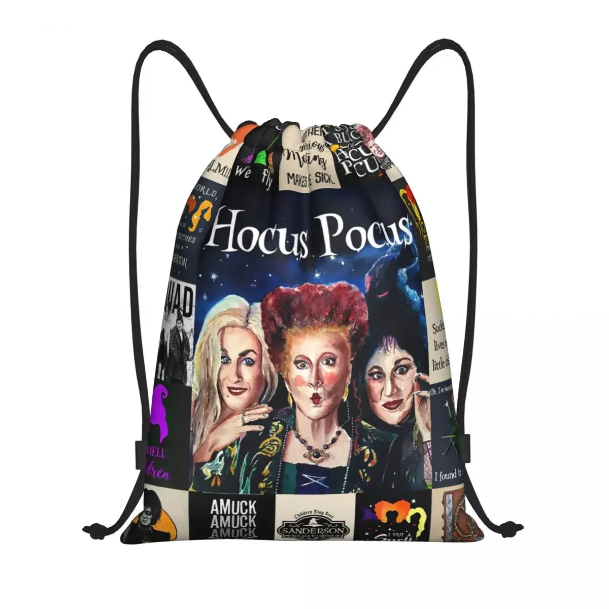 Custom Three Witches Drawstring Backpack Sports Gym Bag for Women Men Sanderson Training Sackpack