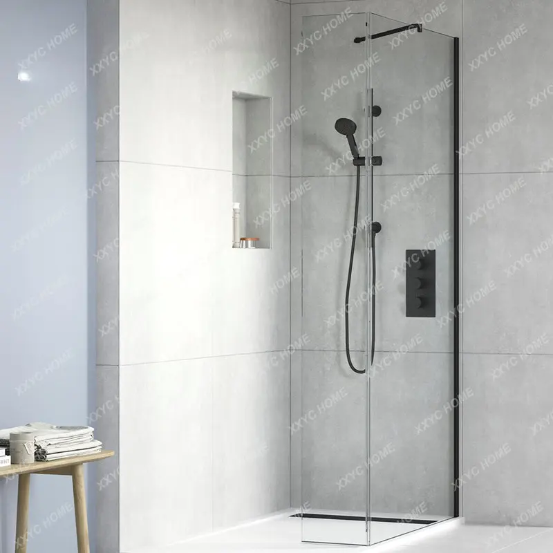 

Stainless Steel Partition Screens One-Line Tempered Glass Shower Room Bathroom Shower Room Customization