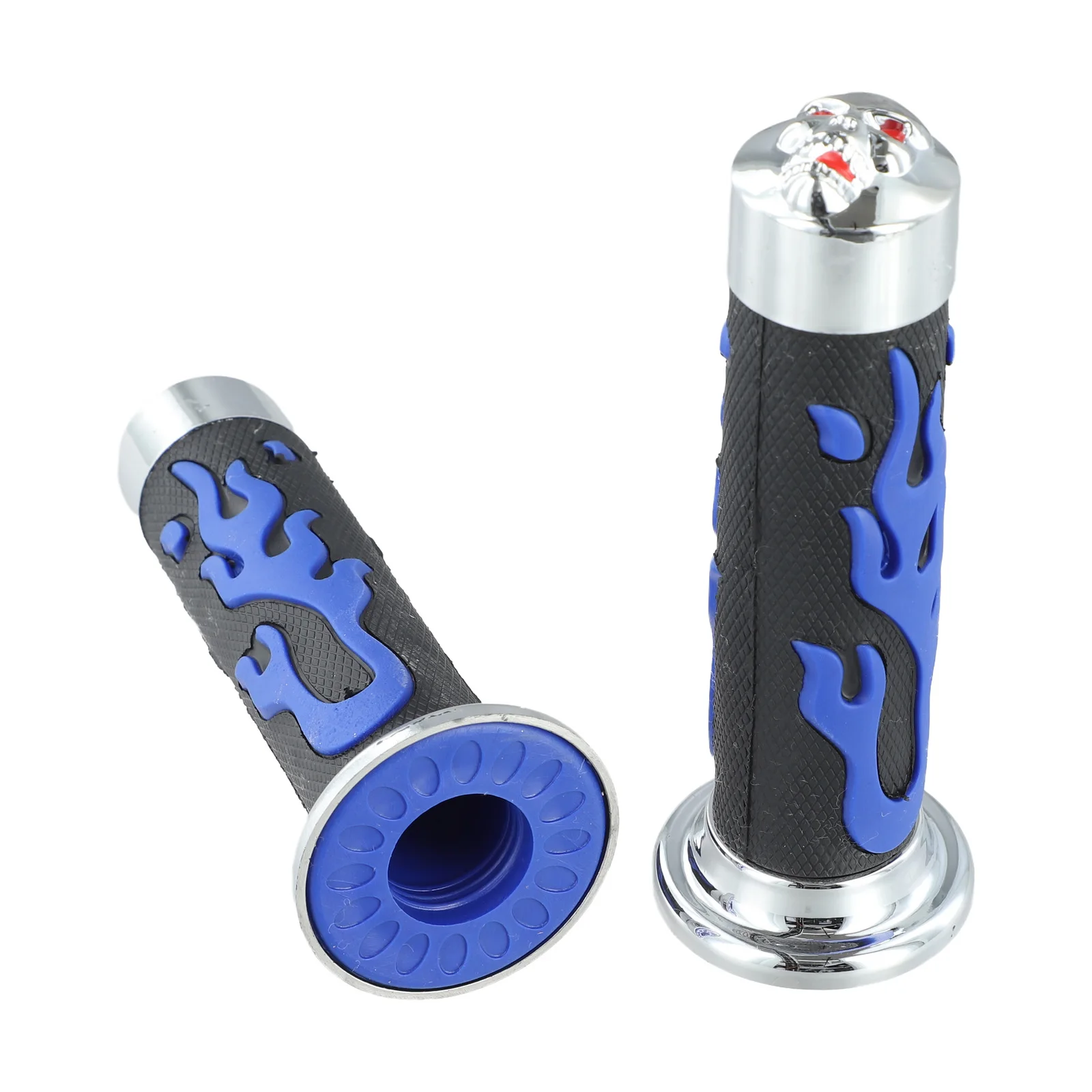 7 8 22mm Flame Skull Throttle Grips High Universality Fitment Practical Handle Grips Quick Installation Design
