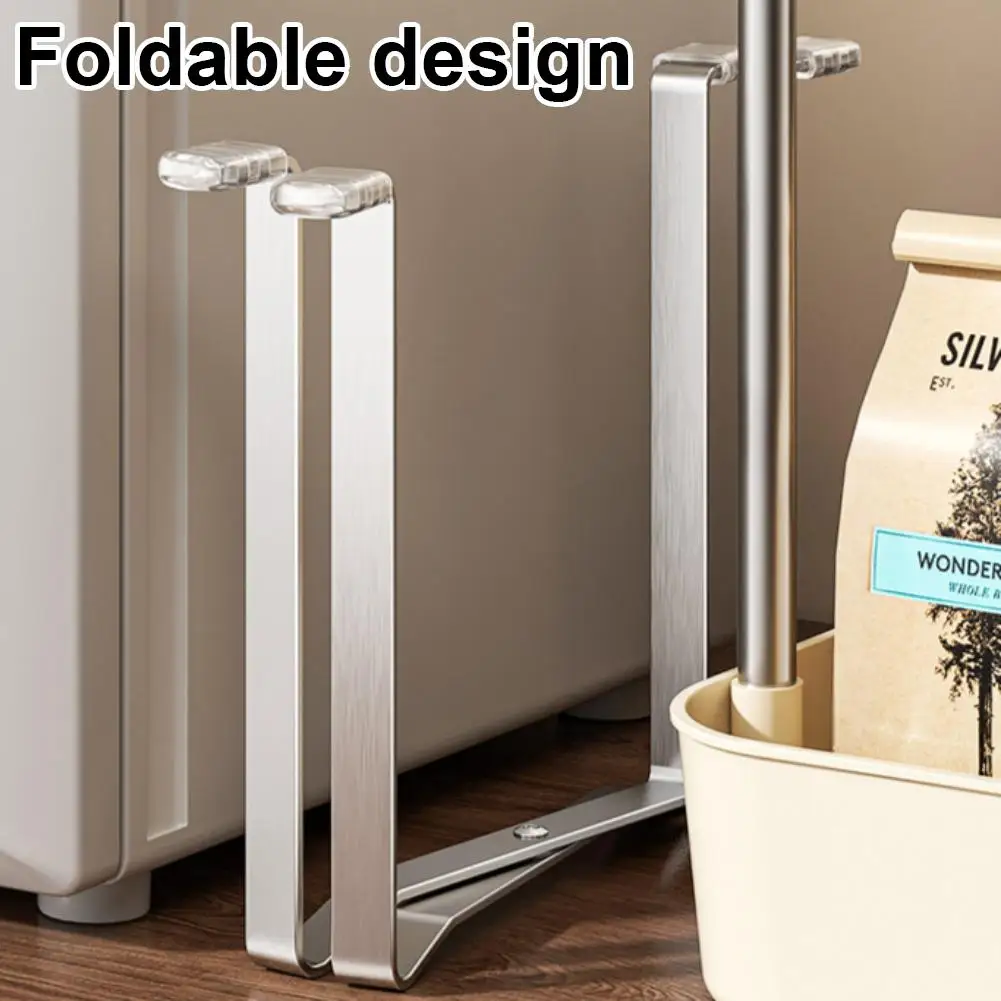 Stainless Steel Folding Garbage Plastic Bag Support Rack Kitchen Countertop Desktop Garbage Bin Multifunctional Storage