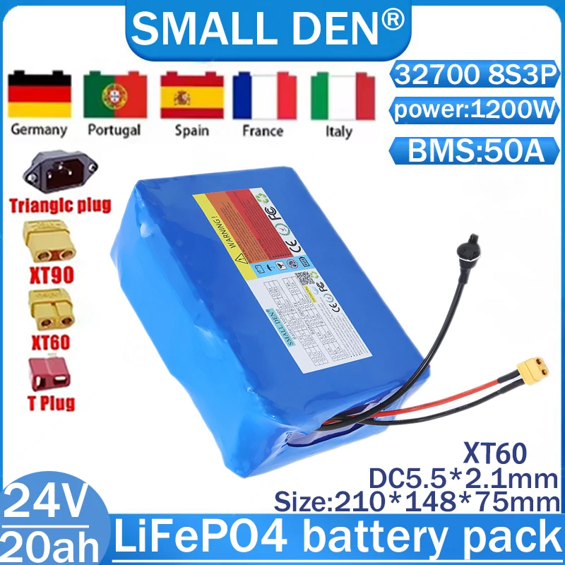 リン酸鉄リチウム電池,スクーター,電動車椅子,太陽電池,24V, 20Ah,8s3p-32700,50aに適しています
