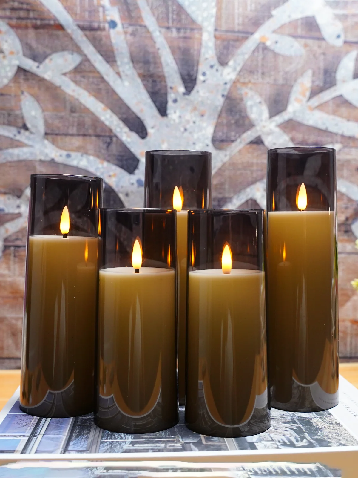Set of 5 Classic Style LED Candle Lights with Remote Control Flameless for Party Table Decor Anniversary Luxury Home Decoration