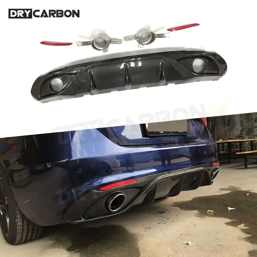 

Carbon Fiber Rear Lip Diffuser Spoiler Exhaust Tips for Alfa Romeo Giulia Sport 2016 2017 2018 Rear Diffuser