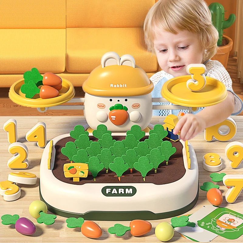 어린이 지능 디지털 밸런스 장난감, 컬러 인지 매칭, 사고 훈련, 조기 교육 장난감, 2 인 1 당근 풀링