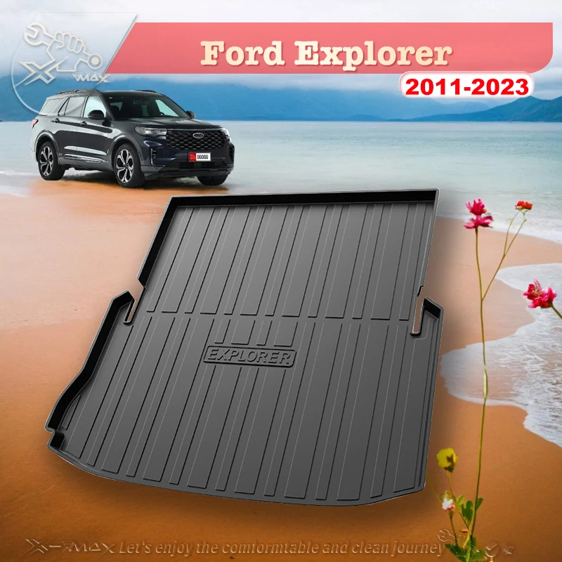 For Ford Explorer 2011-2023 Fit Car Trunk Mat All Season Black Cargo Mat 3D Shaped Laser Measured Trunk Liners