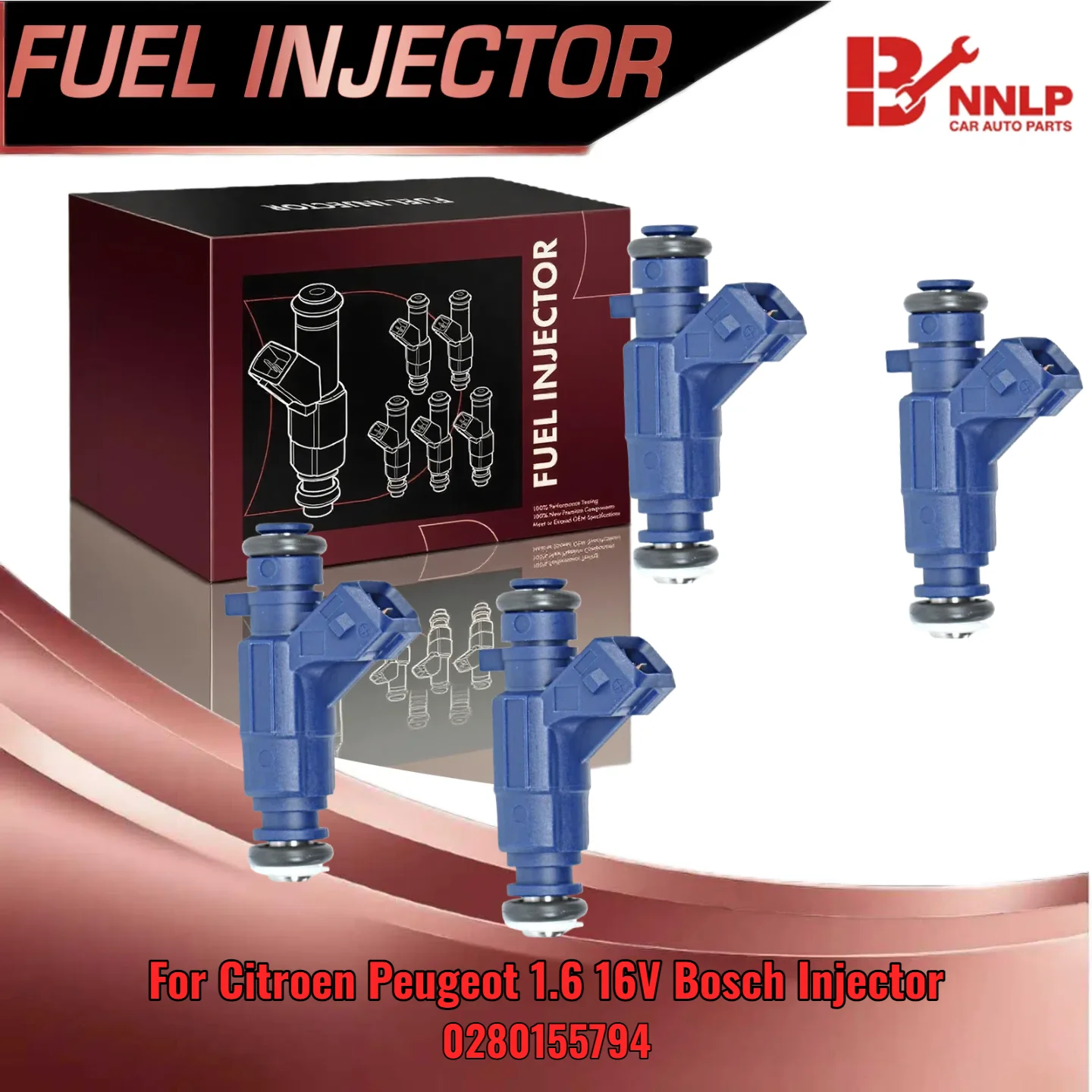 

4pcs For Citroen Peugeot 1.6 16V Injector 0280155794 OEM Replacement