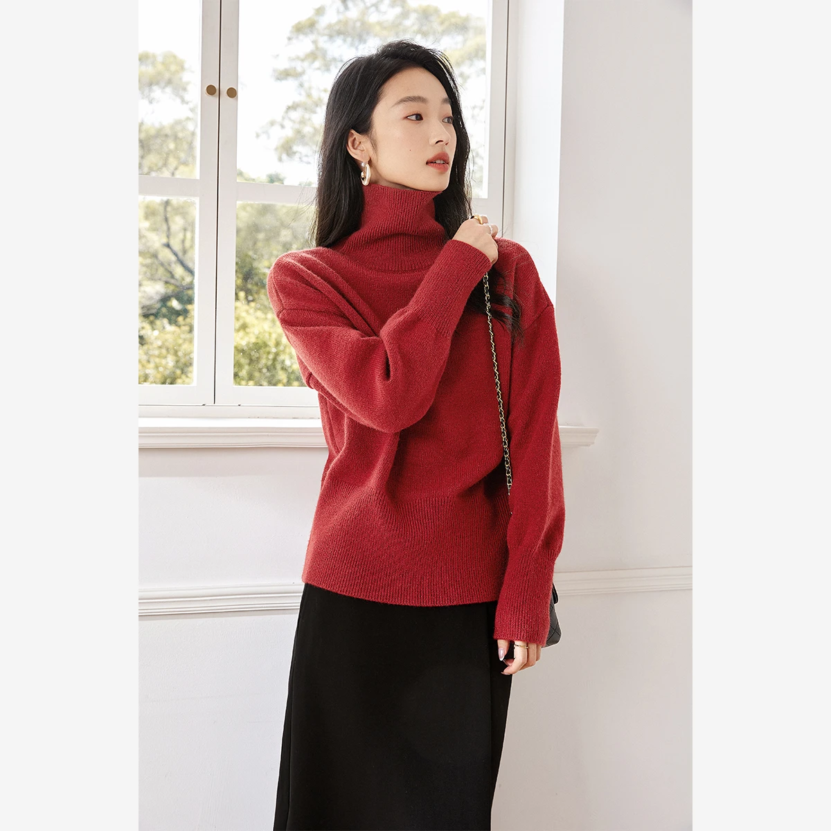 VIMLY, suéteres de punto para mujer, cuello alto informal, ropa de oficina holgada y elástica, jerséis gruesos para mujer, ropa de invierno 2025 para mujer 73612