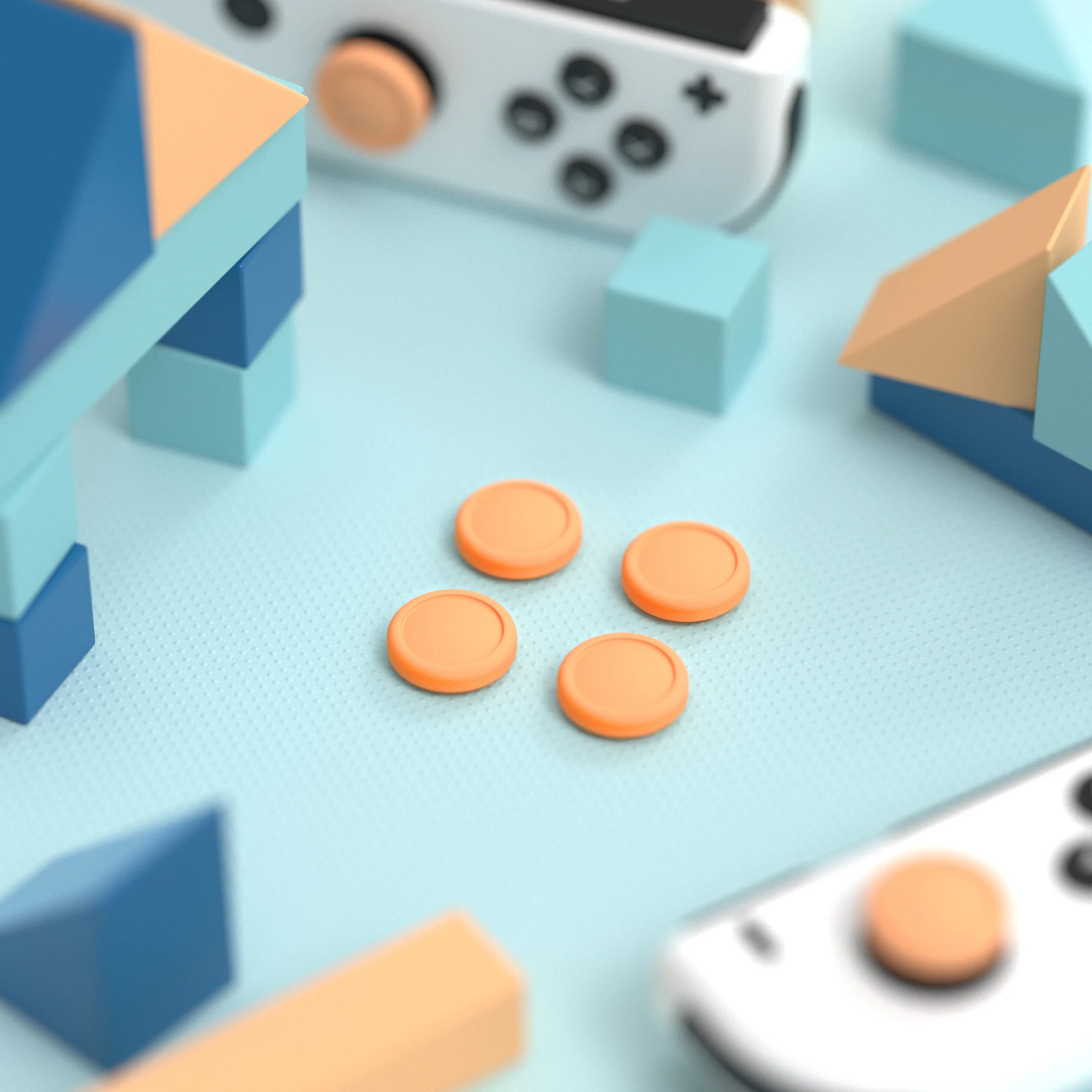 PlayVital tapas de Joystick de Color sólido para NS, tapas de Thumb Stick para Switch Lite Joycon, agarre de pulgar para Switch OLED-amarillo albaricoque