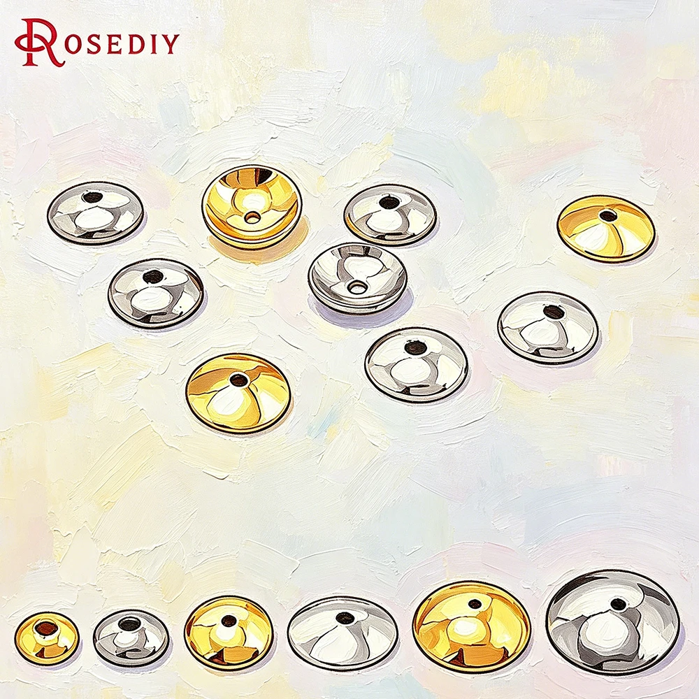 

20PCS 3MM 4MM 6MM 8MM 10MM 12MM 18K Gold Color Brass Glossy Beads Caps Jewelry Making Supplies Findings Diy Accessories