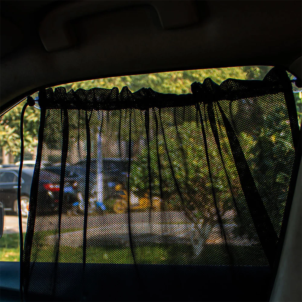 Car Suction Cup Mesh Curtains Summer Auto Side Window UV Protection Sunshade Curtains Car Sunscreen Thermal Insulation Sunshade
