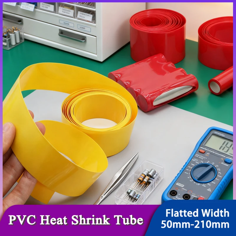 

1M 18650 Lipo Battery PVC Heat Shrink Tube Pack 50mm ~ 210mm Insulated Film Wrap Lithium Case Protection Cable Sleeve Colourful