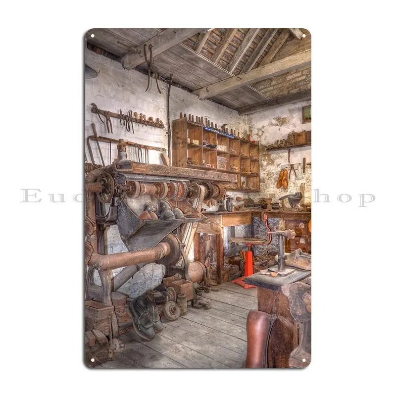 The Cobbler S Workshop Metal Plaque Wall Mural Garage Create Garage Character Tin Sign Poster