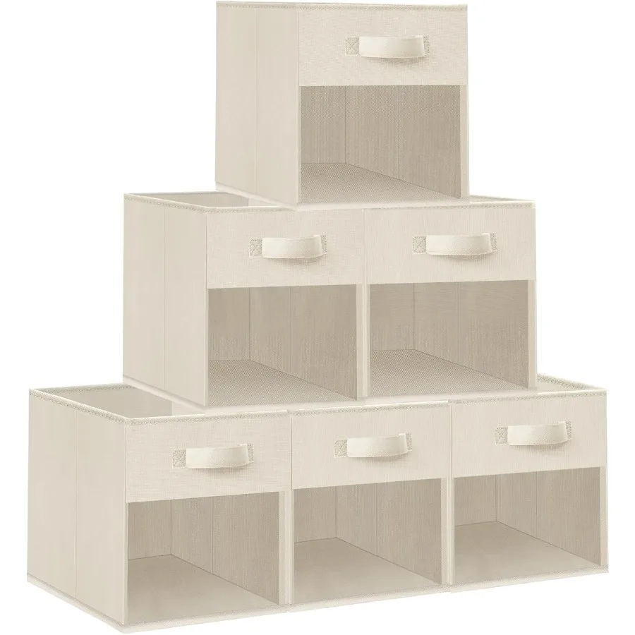 

Storage Bins with Clear Window 13x13 Storage Cubes Collapsible Cube Storage Box Fabric Closet Organizers with Handles for Home