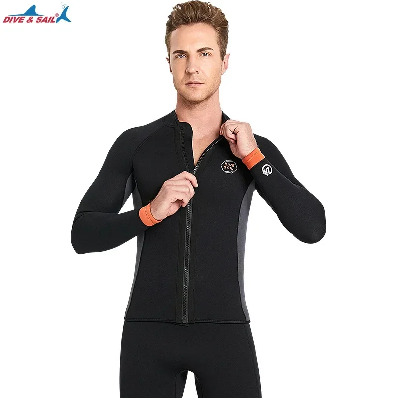 New 3mm Neoprene Warm Jacket Diving Top for Men and Women Jacket Professional Diving Clothes Pants Sus Front Zip