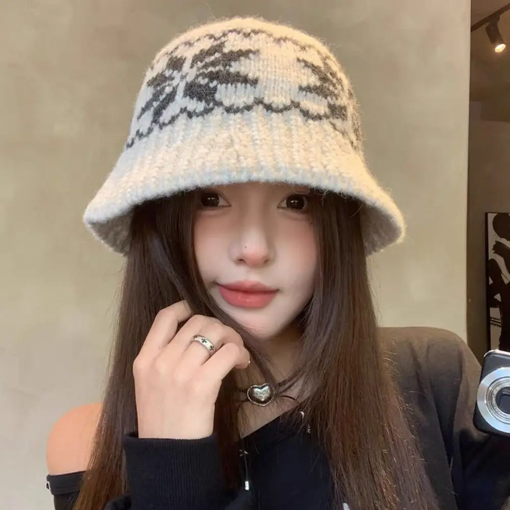 retro-quente-floco-de-neve-jacquard-malha-chapeu-impresso-la-jacquard-padrao-gorros-fair-isle-estilo-coreano-impressao-malha-bone-outono