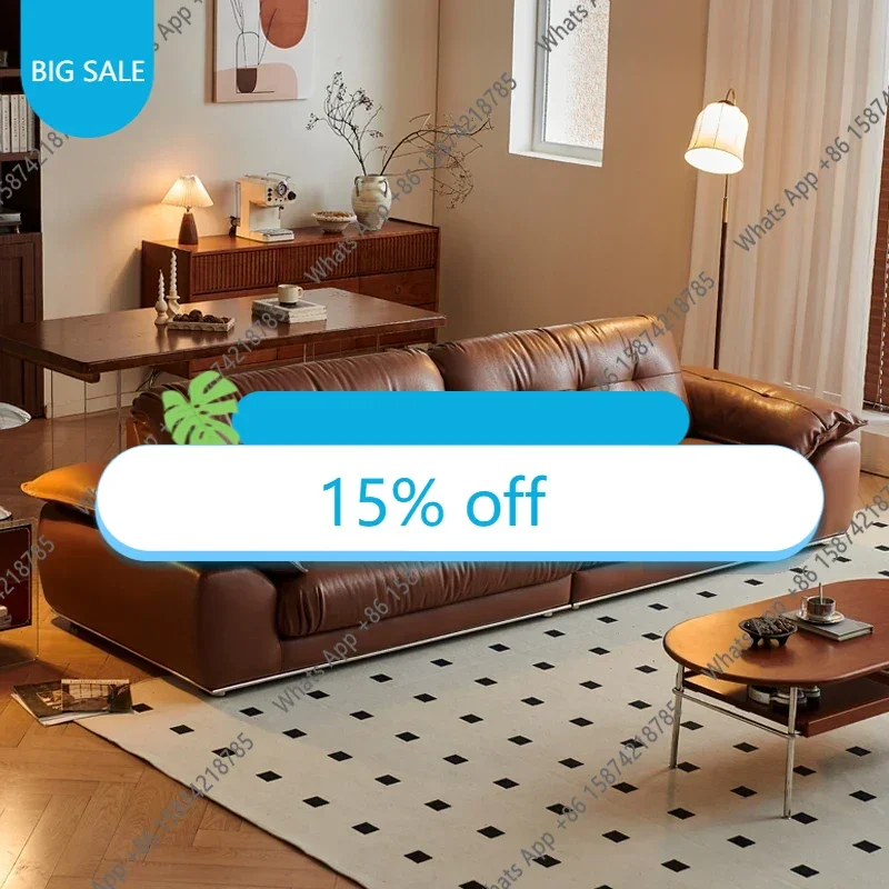 68A Creative Leather Sofa Retro Designer Living Room Italian Style Sofas Aesthetics Leisure Unusual Muebles Entrance Furniture
