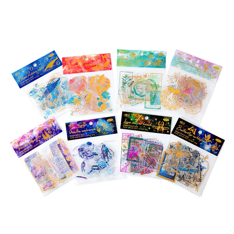 JIANQI 30pcs/pack Aesthetics Human Fantasy Series PET Sticker Colorful Dream Scrapbooking DIY Diary Album Retro Vaporwave Stick