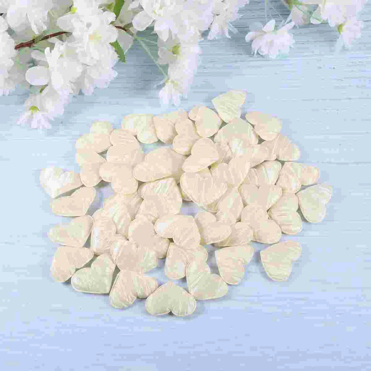 50 Pcs Wedding Decorations Layout Supplies Decorative Heart Petal Romantic Ornament Unique Folds Beige Party Adornments Bride