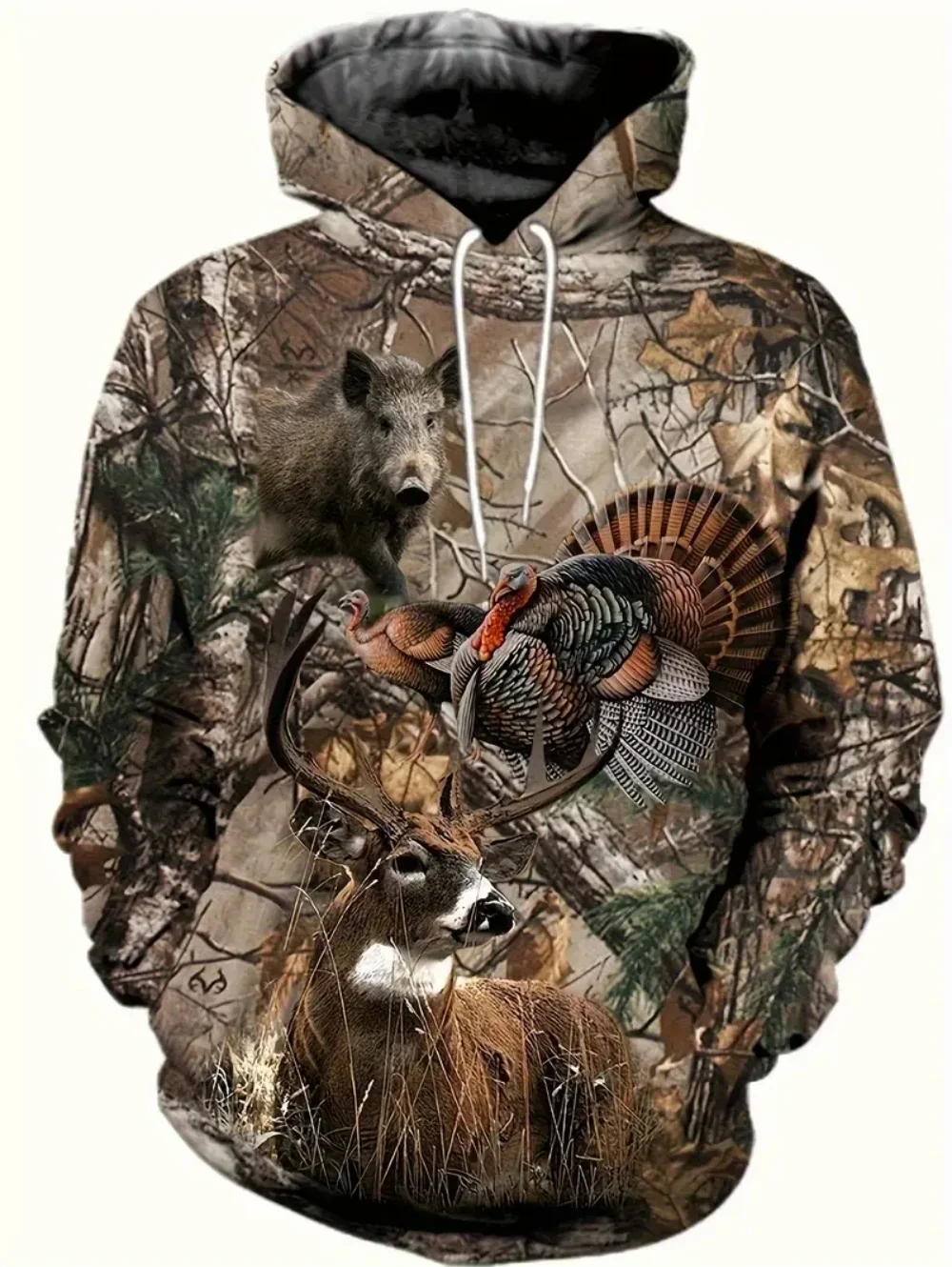 

Men's Hoodies Animal Hunting Pattern Autumn Long Sleeve Tops Pullover O-Neck Clothing Outdoor Casual Streetwear Men's Sweatshirt