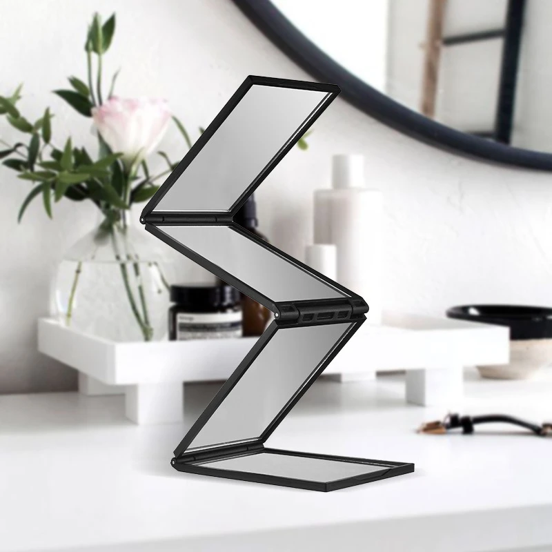 Creative Four Sided Foldable Makeup Mirror Portable Women\'s Hairdressing Makeup Mirror Hairdressing Multi Angle Four Fold Mirror
