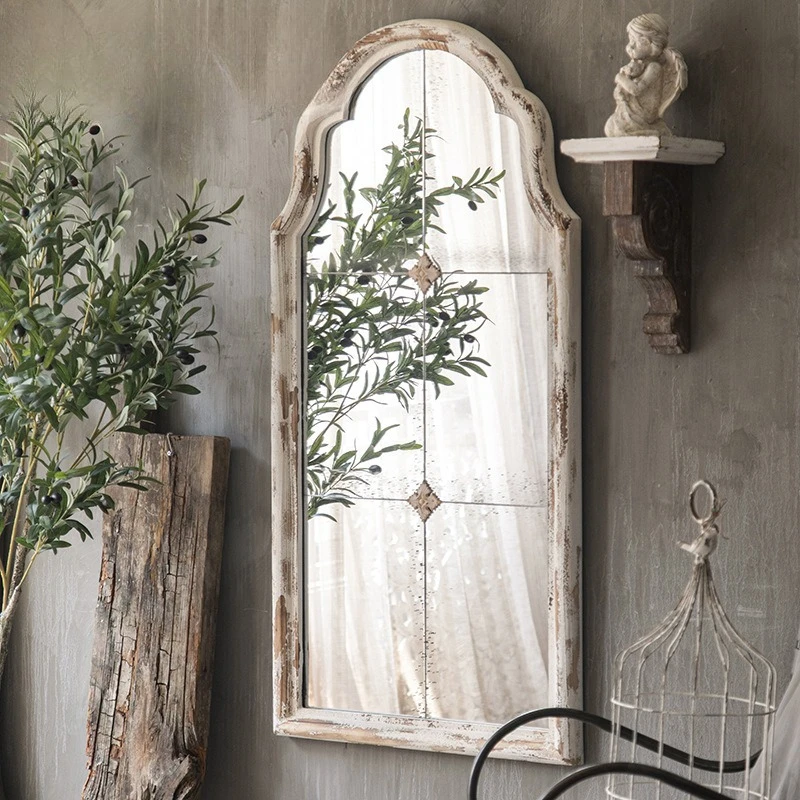 Rétro vieux miroir de sol loft chambre raccord en bois massif corps complet meubles d'accueil miroir décoratif