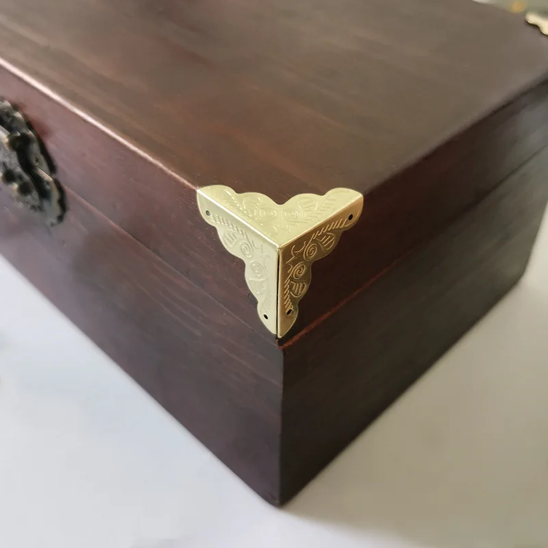 30PCS Luggage Case Box Corners Brackets For Furniture Decorative Triangle Rattan Carved Decorative Corner Protector