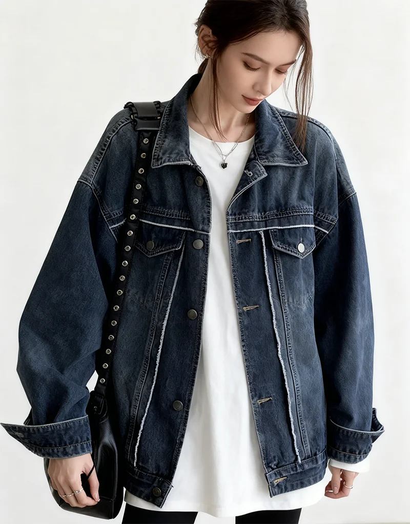 

Джинсовые куртки женские осенне-зимние винтажные пальто корейская мода повседневные тонкие девушки индивидуальные хипстерские потертые свободные теплые простые