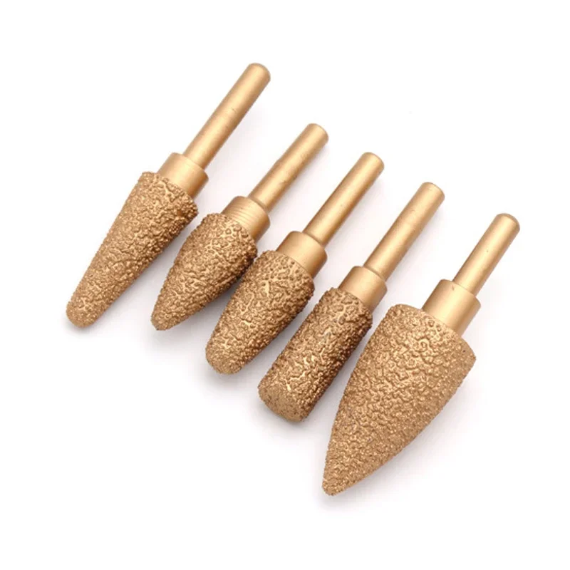 6mm Okrągły chwyt Lutowana próżniowo diamentowa głowica szlifierska Wiertła grawerskie do kamienia Stop Żeliwo Polerowanie Narzędzia rzeźbiarskie