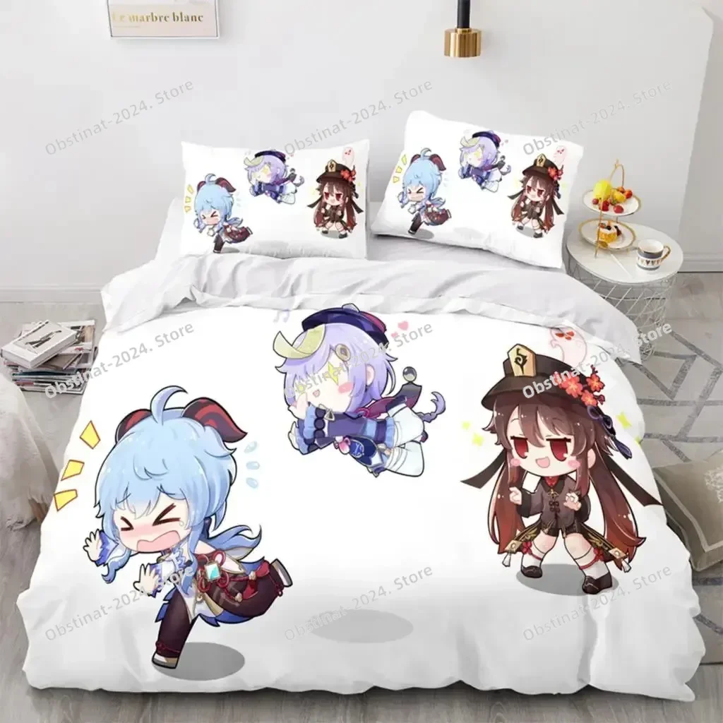 

Anime Genshin Impact Xiao SUCROSE Qiqi Bedding Set Duvet Cover Full Queen King Size Pillowcase Bed Printed Bed Set Single Twin
