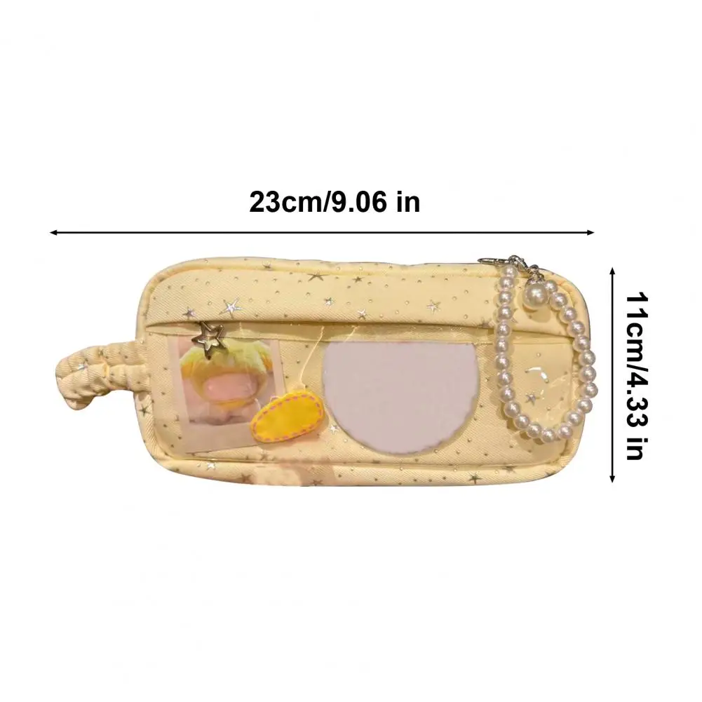 School Pencil Case Star Design Pencil Case with Capacity Zipper Closure Pouch Diy Storage Organizer Transparent Window School