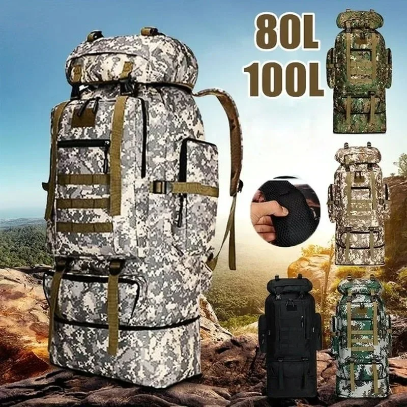 

80L Mountaineering Bag Climb Bag Tactical Backpacks Large Backpack Outdoors Hiking Camping Travel Bags