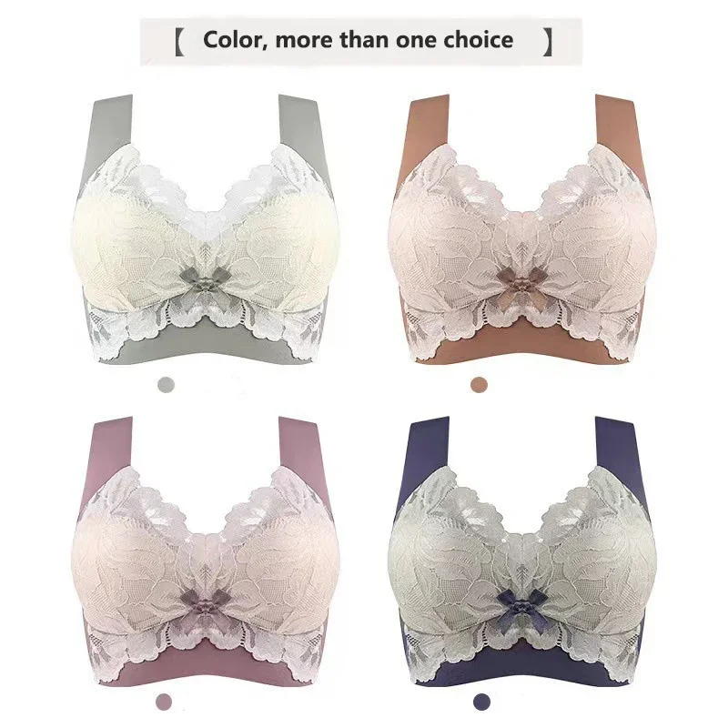 Sutiã Push Up Lace sem costura para mulheres, sutiã de seios, tipo colete, anti flacidez, sem anel de aço, roupa interior sem fio, lingerie nova, tamanho grande