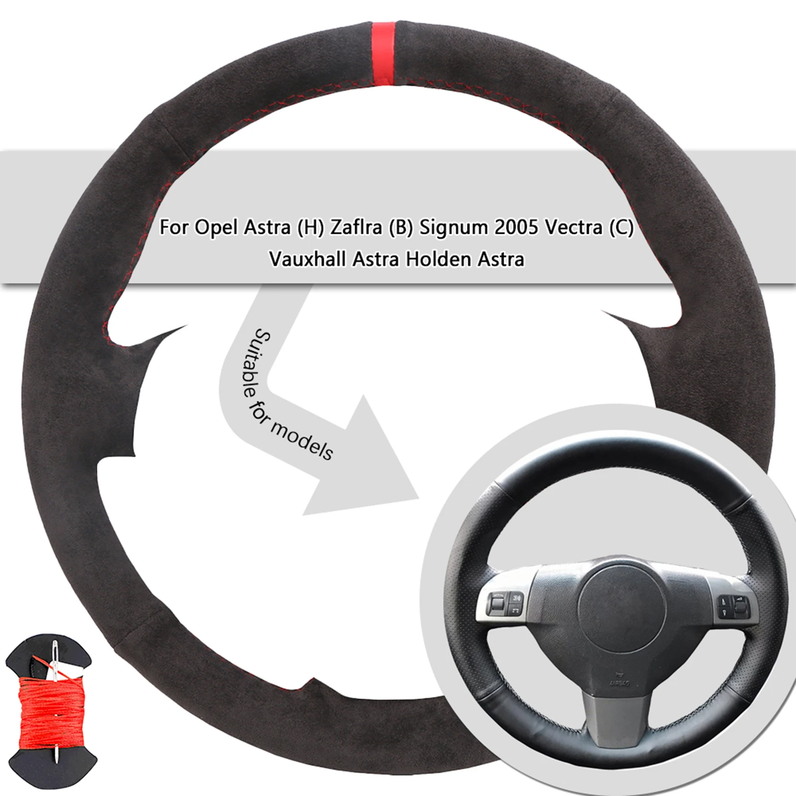 

Suede Leather Car Steering Wheel Cover For Opel Astra (H) Zaflra (B) Signum 2005 Vectra (C) Vauxhall Astra Holden Astra