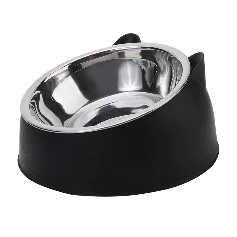 Bol pour chat en acier inoxydable écologique, 1 pièce, 15 °   Gamelle inclinée pour animaux de compagnie avec base antidérapante, mangeoire anti-étouffement pour chats/litailles/chiens